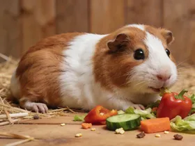 Cavia eet verse groenten, knaagdierenvoer bij Bopets