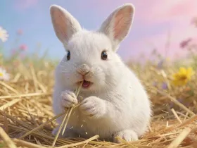 Konijn eet hooi, konijnenvoer van Vadigran bij Bopets