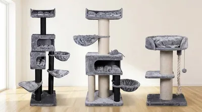 krabpaal grote katten Blackline lichtgrijs - Birman Citadel krabpaal voor Maine Coon